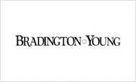 A black and white image of the logo for raddington young.